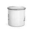 Load image into Gallery viewer, Hike & Seek printed white camping and hiking enamel mug