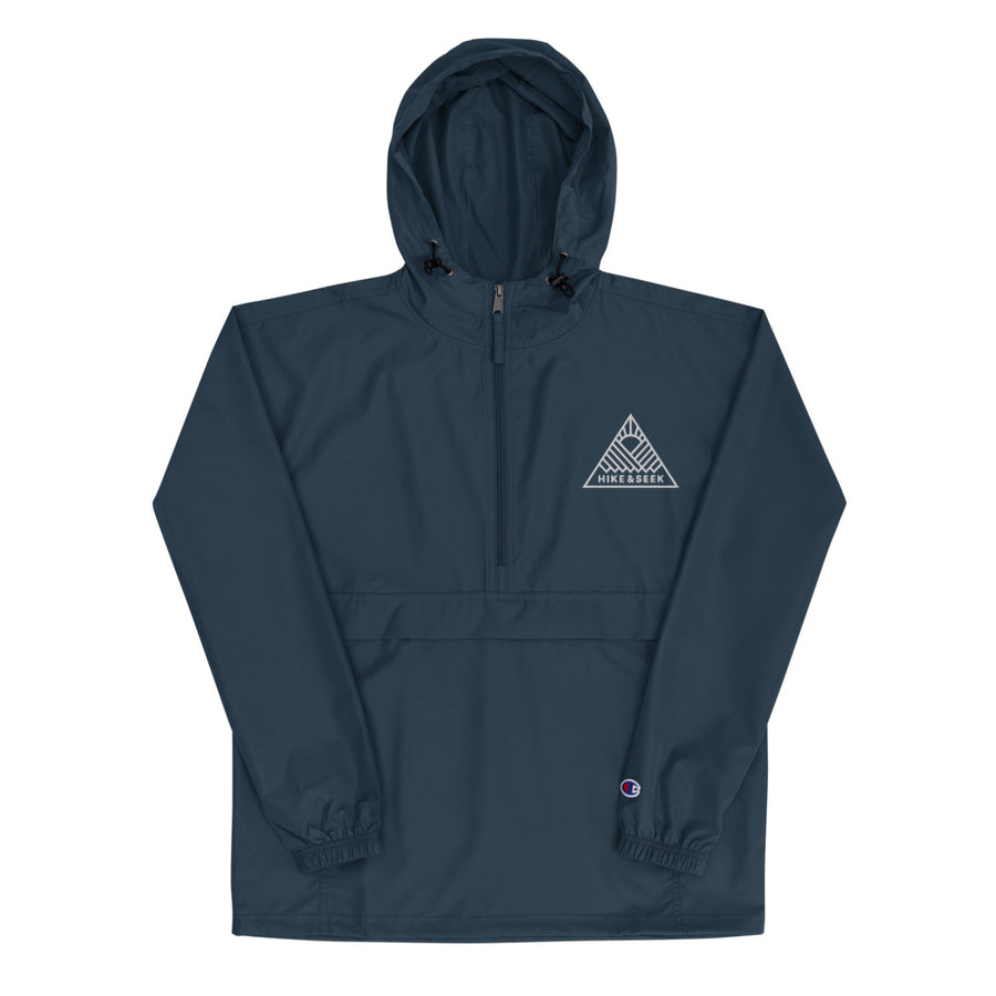 Hike & Seek logo navy waterproof hiking jacket for men and women