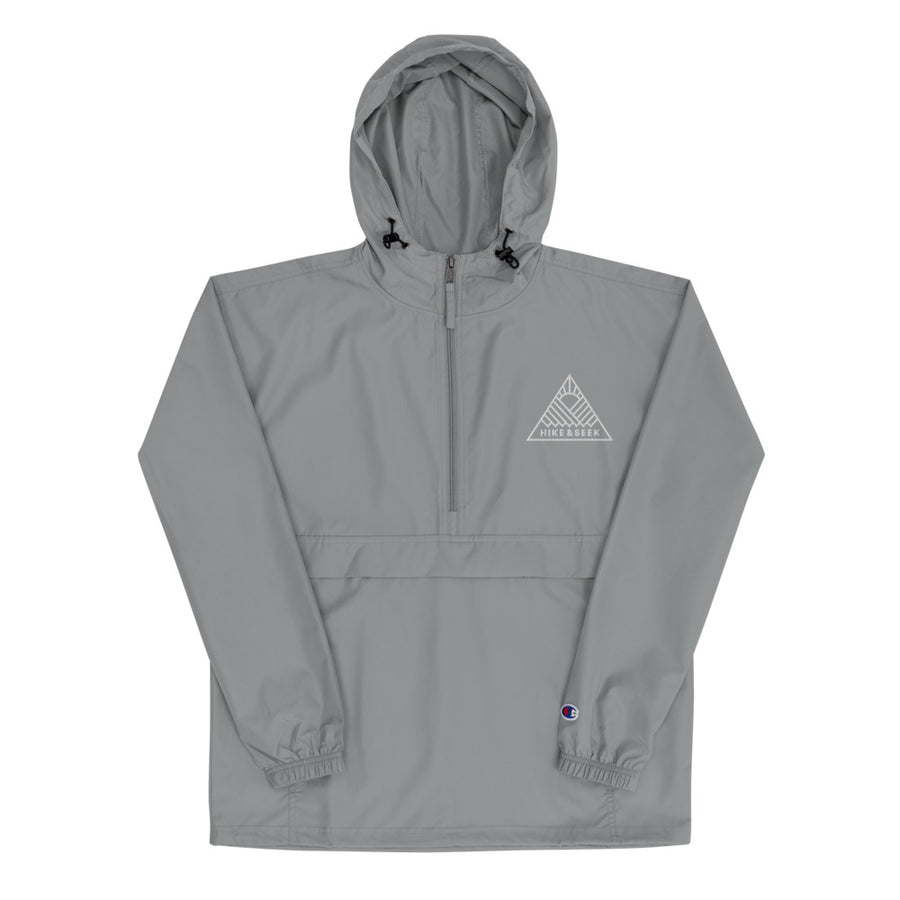 Hike & Seek logo grey waterproof hiking jacket for men and women