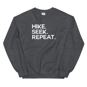 Hike & Seek hike seek repeat printed hiking inspired sweater for men and women