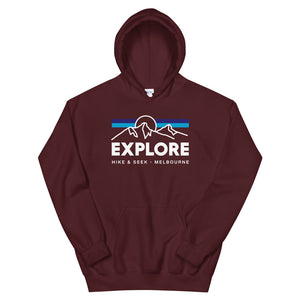 Hike & Seek explore printed hiking inspired hoodie for men and women