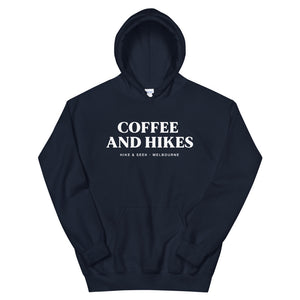 Hike & Seek coffee and hikes hiking inspired hoodie for men and women