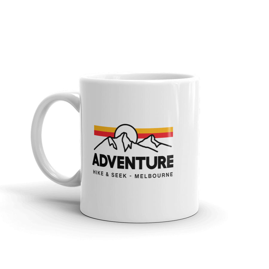 Hike & Seek white printed coffee mug