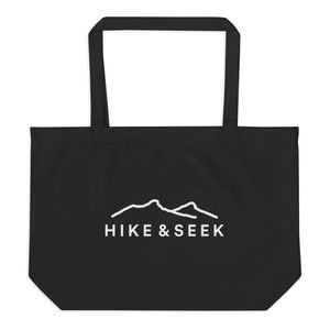 Hike & Seek hiking inspired organic printed tote bag 