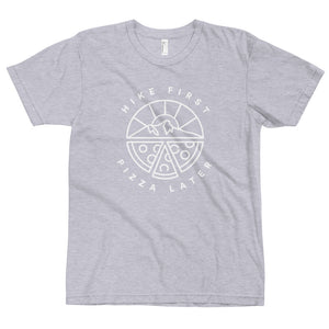 HIKE FIRST PIZZA LATER - ECO UNISEX T-SHIRT
