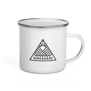Hike & Seek escape the ordinary hiking enamel mug